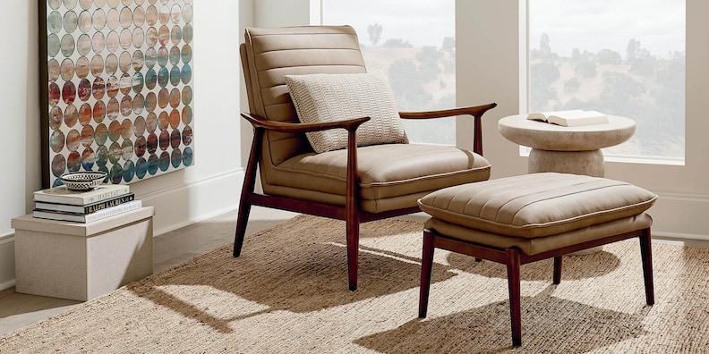 Ellis Leather Ottoman image number 1