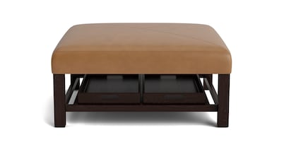 Lori Leather Ottoman with Trays