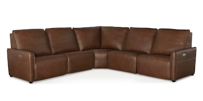 Everett Leather Modular Reclining Sectional