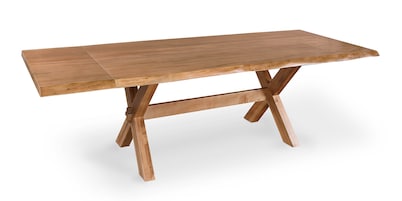 Crossbuck Live Edge Dining Table with Extendable Leaves