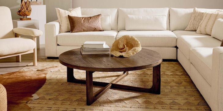 48" Oak Round Cocktail Table image number 1
