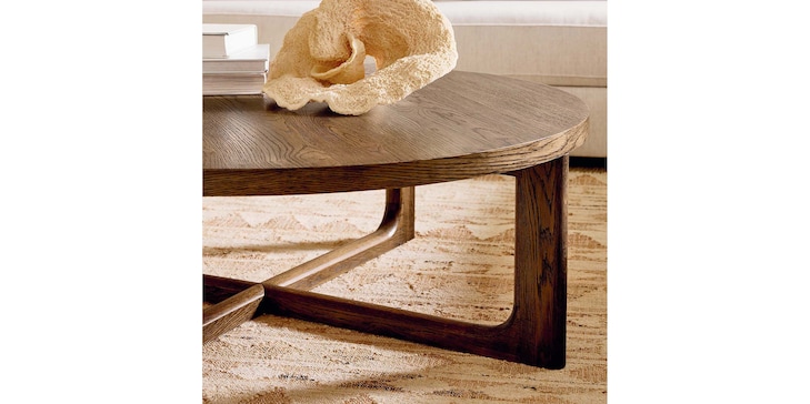 48" Oak Round Cocktail Table image number 2