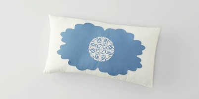 Augusta Ivory+Blue Pillow Cover