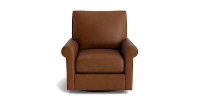 True Custom™ Leather Roll Arm Swivel Chair